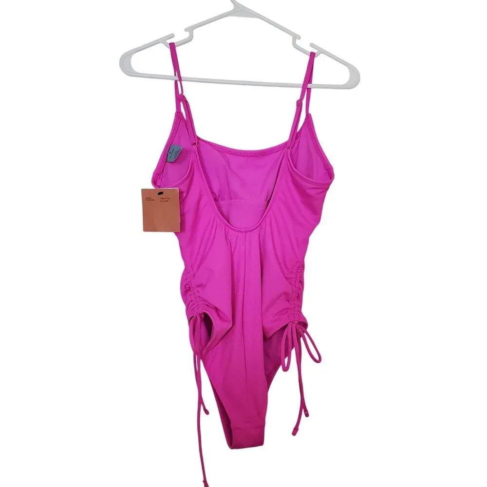 Shade & Shore Pink One-Piece Swimsuit With Adjustable Straps & Side Ties Medium - Picture 4 of 8
